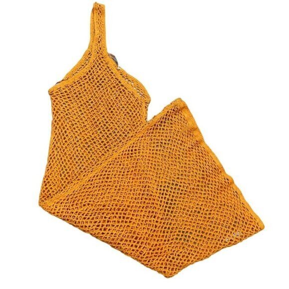 Free People Beach Womens Orange Crochet Cover-Up Dress XS - Picture 2 of 4